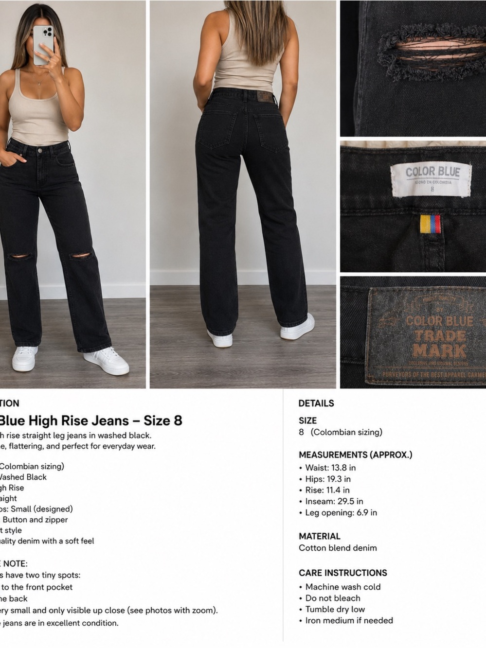 Washed Black High-Rise Straight Jeans